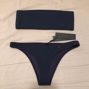 Triangl Black ribbed bandeau swimsuit